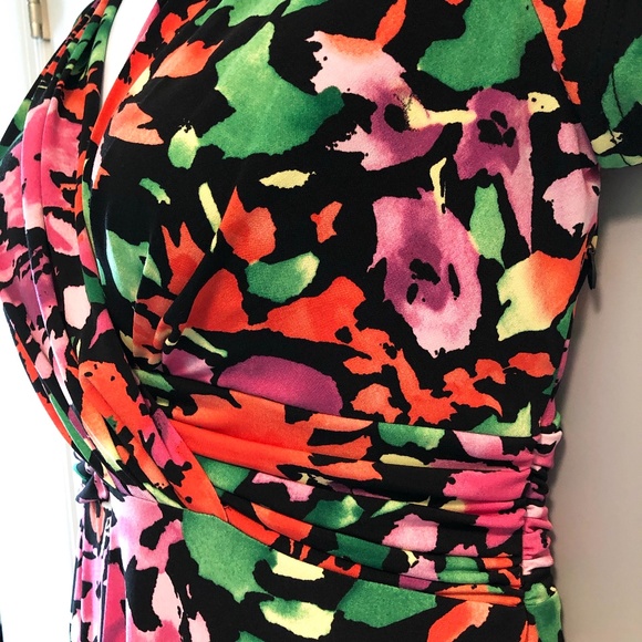 Lovely Nina Leonard Colourful Dress Size Large. - Picture 4 of 13